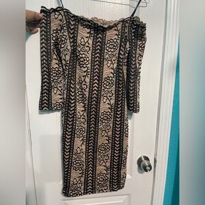 Elegant Black Lace Overlay Dress